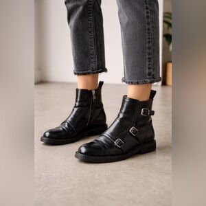 Church's Black Leather Moto Boots
